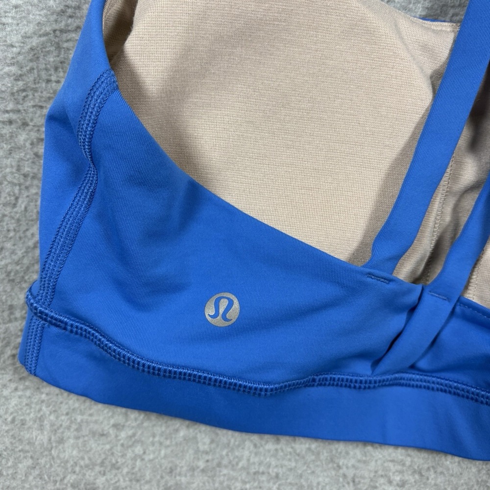 Lululemon Energy Bra Size 10 Blue Strappy Criss Cross Back Athletic Sports Bra - Picture 3 of 5
